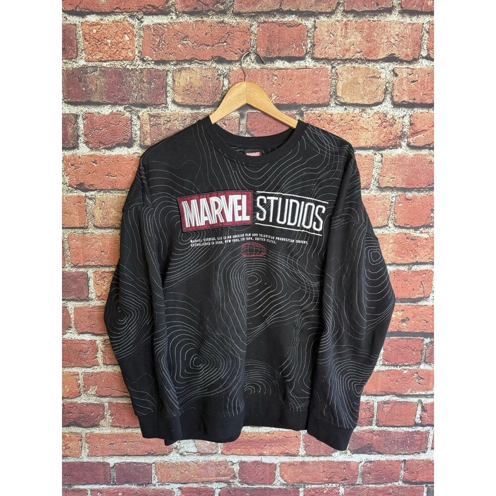 Marvel Studios Logo Topographic Pattern Crewneck BoxLunch Exclusive size Large